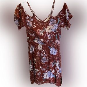 Rue21 Boho Off-Shoulder Floral Dress Rust Medium